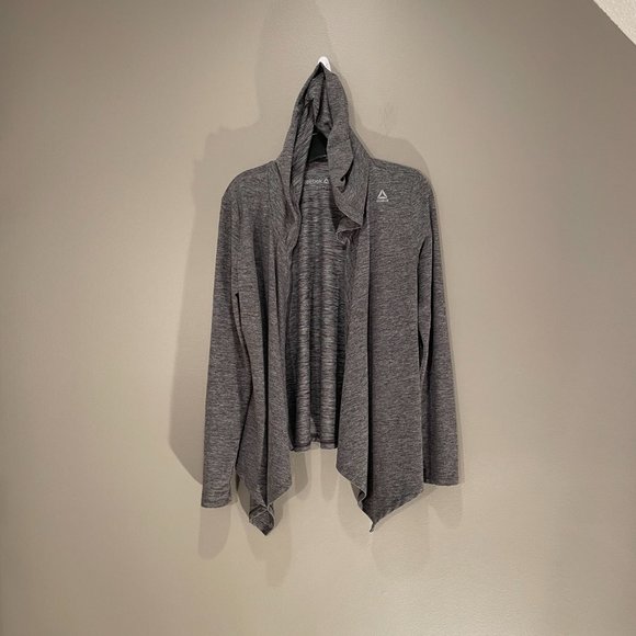 Reebok Womens Drape (open) Front Hooded sweatshirt/Jacket LngSl sz S GRAY NWOT - Picture 4 of 7